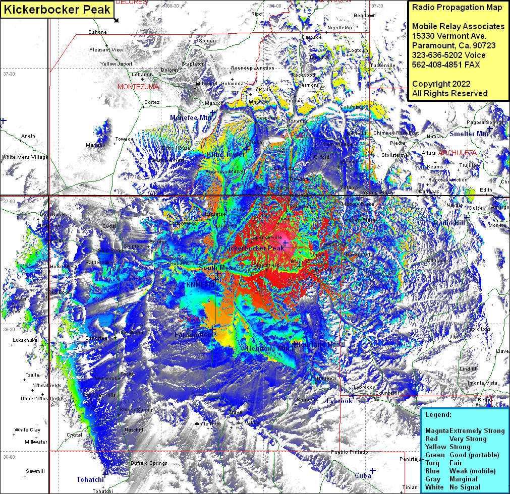heat map radio coverage Kickerbocker Peak